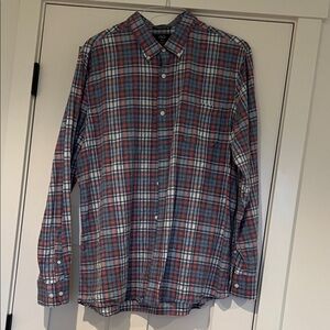 Men’s Red and Blue Plaid Button-down Shirt